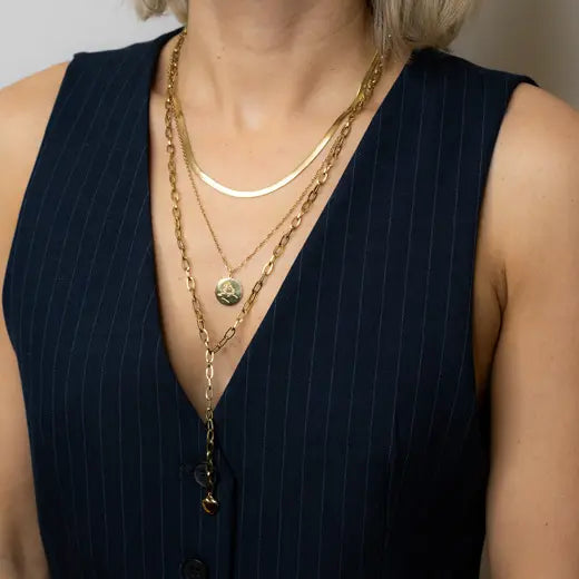 JADE || Triple Necklace with Coin
