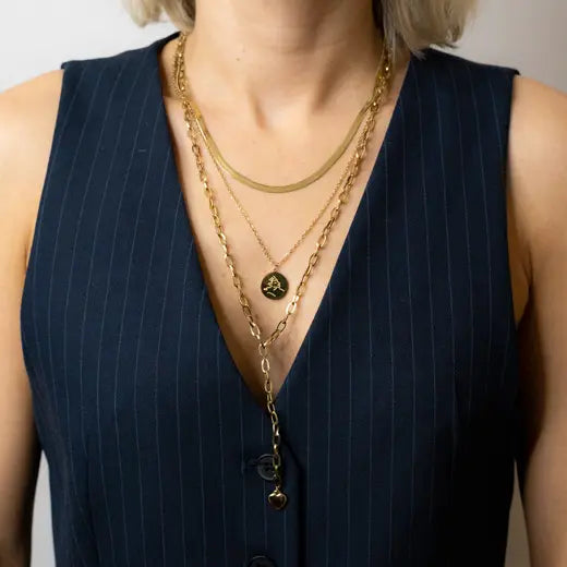 JADE || Triple Necklace with Coin