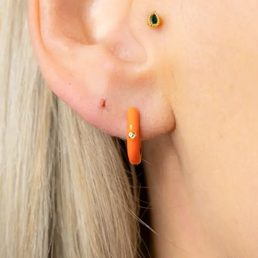SOLA || Enamel Orange Earrings