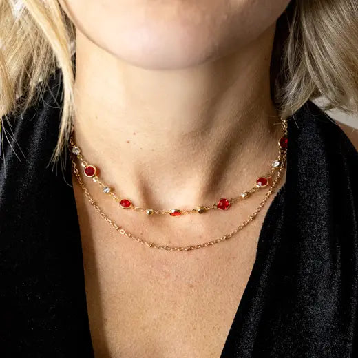 AQUA || Boho Red Crystal Choker