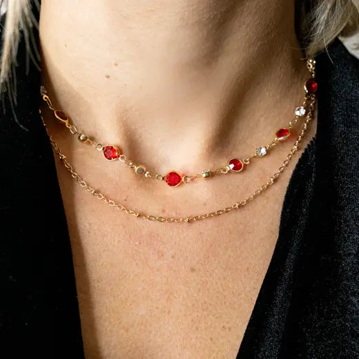 AQUA || Boho Red Crystal Choker