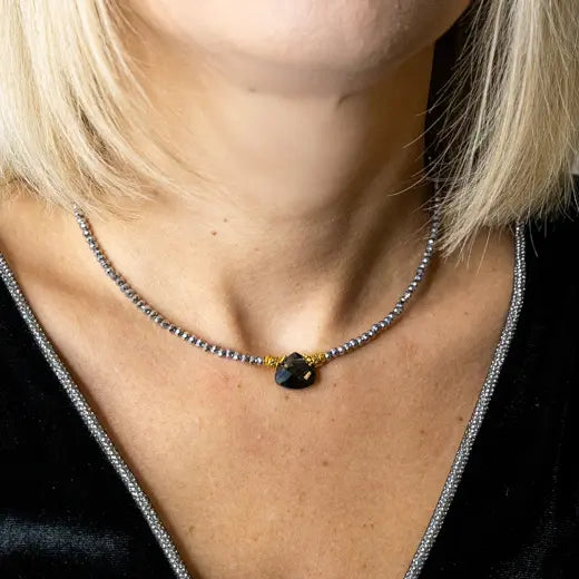 NERA || Silver Beaded Necklace