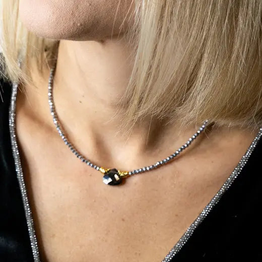 NERA || Silver Beaded Necklace