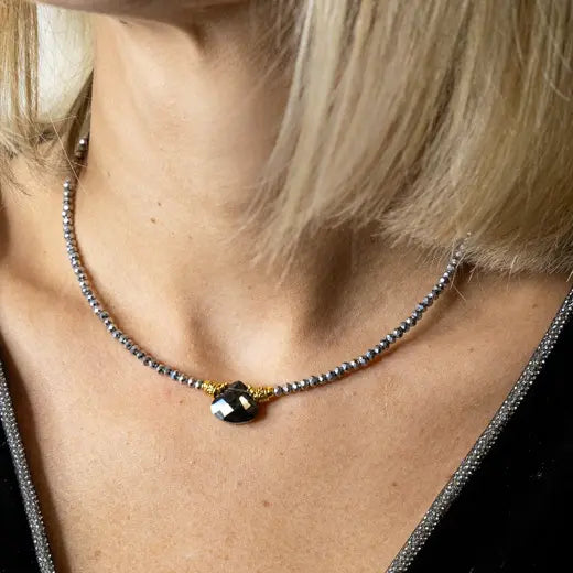 NERA || Silver Beaded Necklace