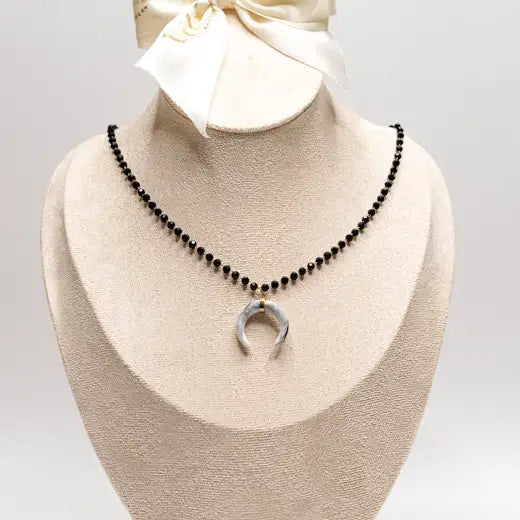 Midnight Crescent Beaded Necklace