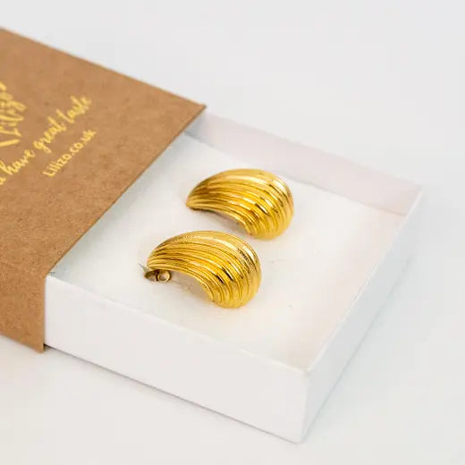 DELPHI || Gold Croissant Chunky Drop Earrings