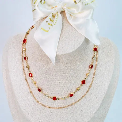 AQUA || Boho Red Crystal Choker
