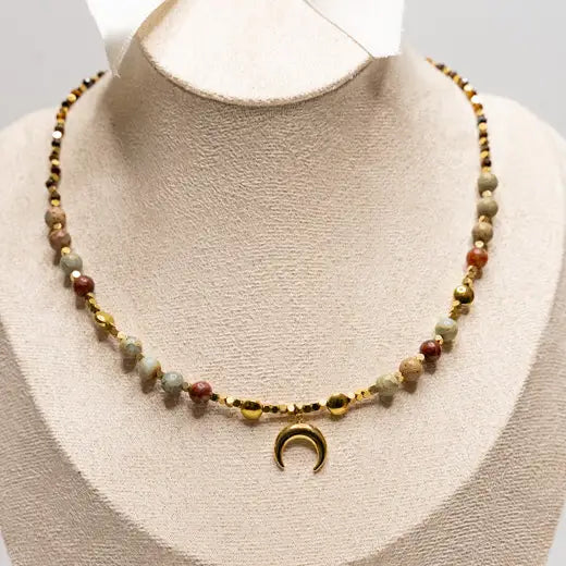 Moonlit Necklace with Multicolored Stone
