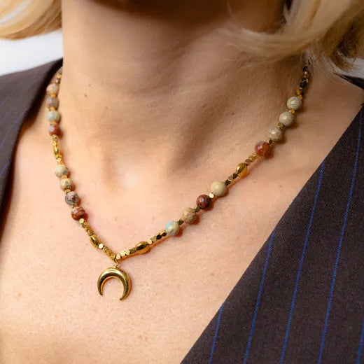 Moonlit Necklace with Multicolored Stone