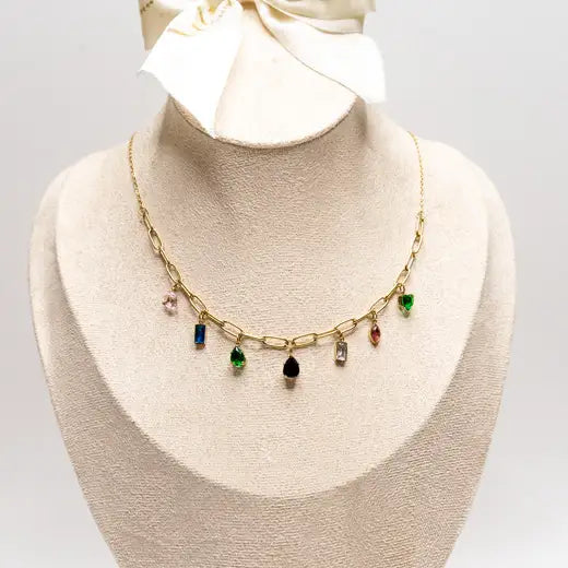 Colorful Crystal Cascade Necklace