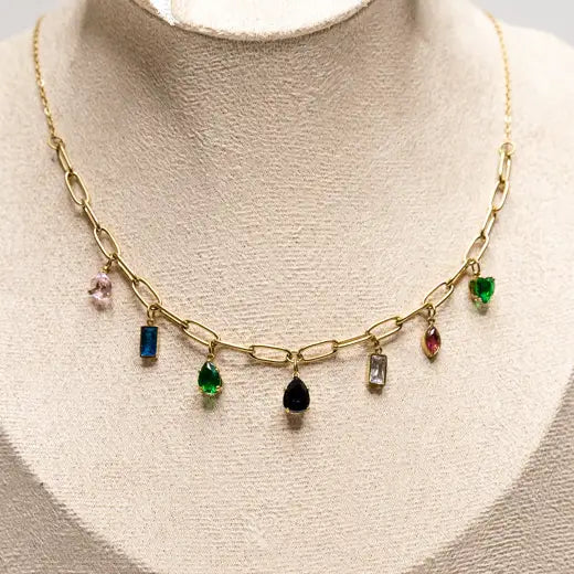 Colorful Crystal Cascade Necklace