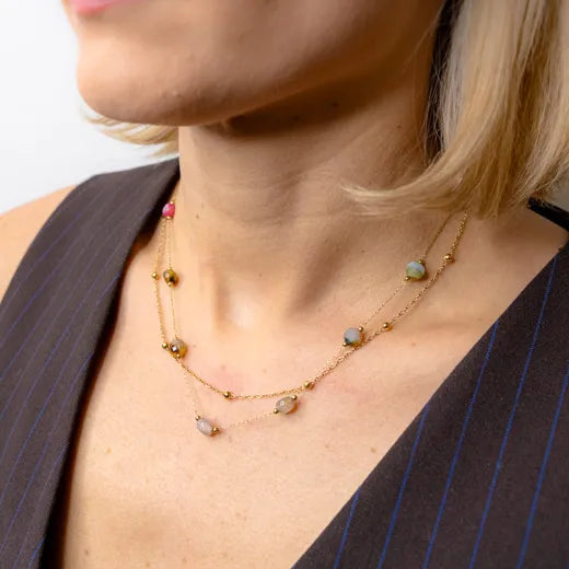 Radiant Aura-Dual Layered Stones Necklace