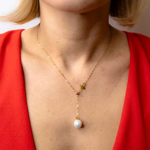 Serenity Lasso Necklace with Pearls