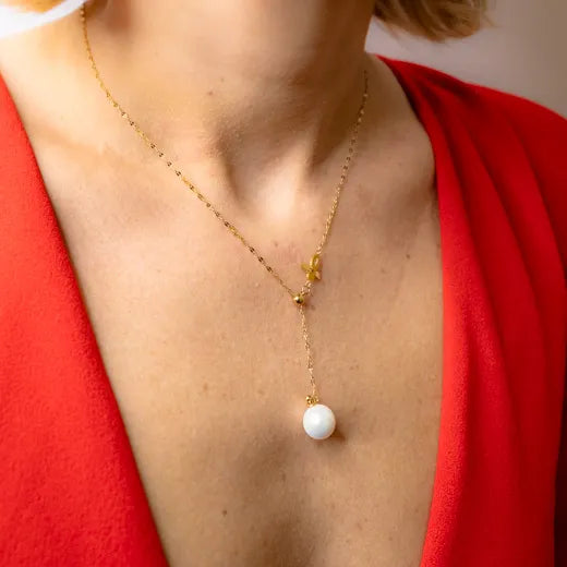 Serenity Lasso Necklace with Pearls