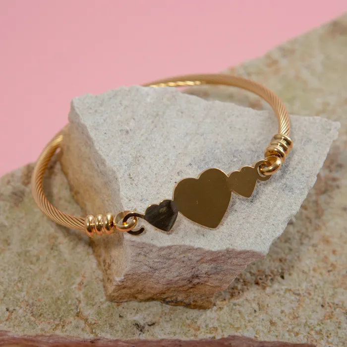 LOVE Three Heart Cuff Bracelet