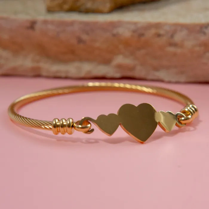 LOVE Three Heart Cuff Bracelet