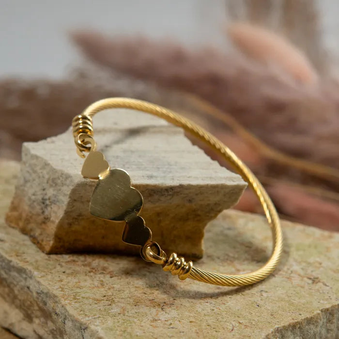 LOVE Three Heart Cuff Bracelet