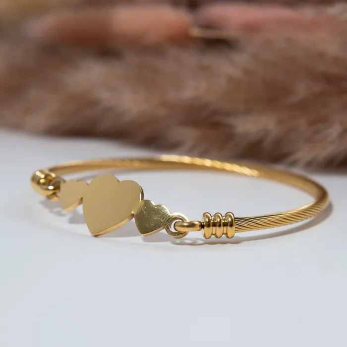 LOVE Three Heart Cuff Bracelet