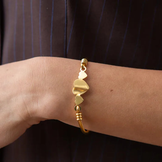 LOVE Three Heart Cuff Bracelet