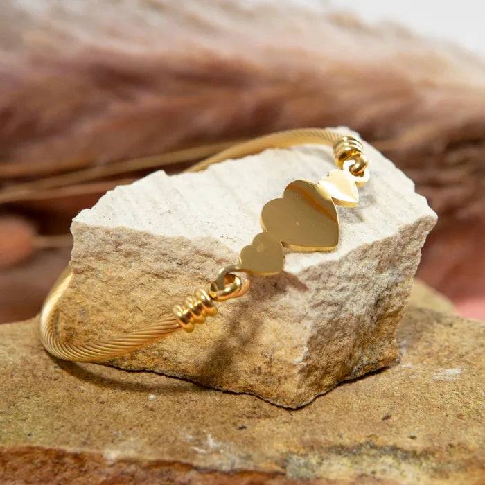 LOVE Three Heart Cuff Bracelet