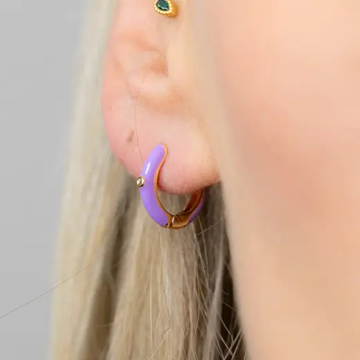 OPAL || Enamel Purple Earrings