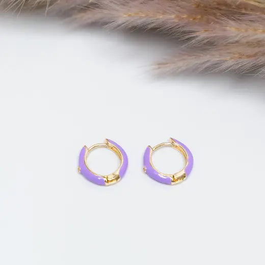 OPAL || Enamel Purple Earrings