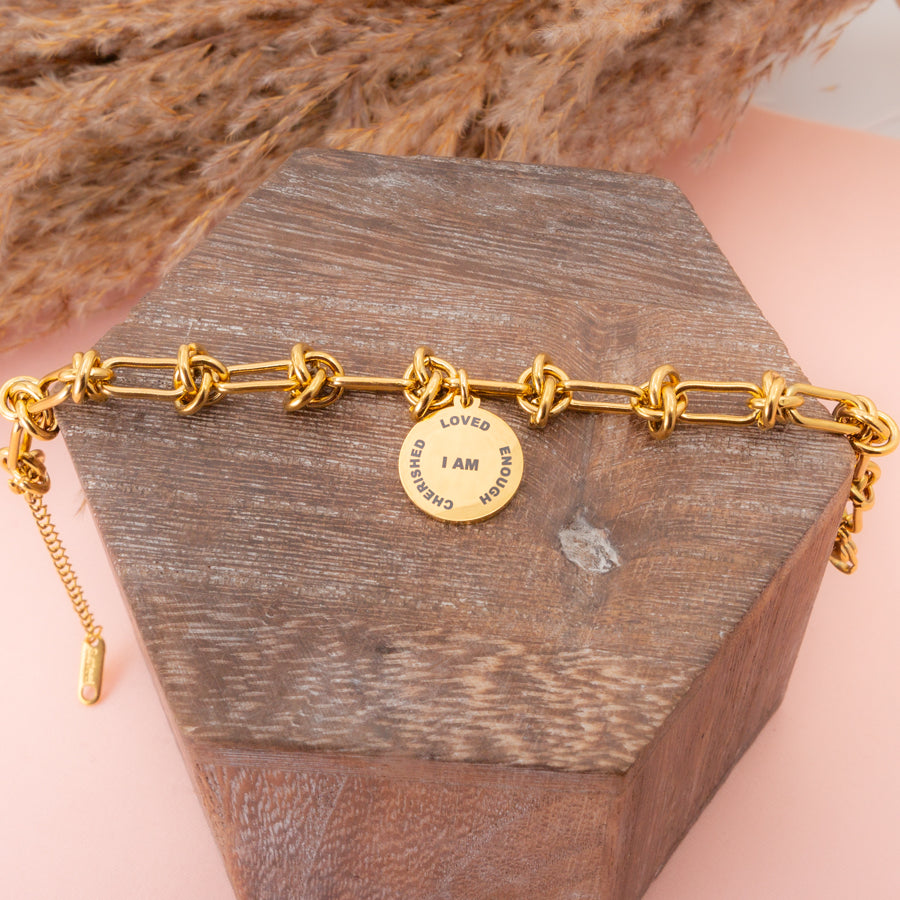 "I AM ENOUGH" Gold Affirmation Bracelet