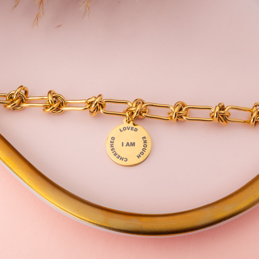 "I AM ENOUGH" Gold Affirmation Bracelet