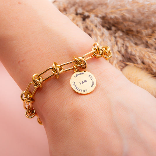 "I AM ENOUGH" Gold Affirmation Bracelet