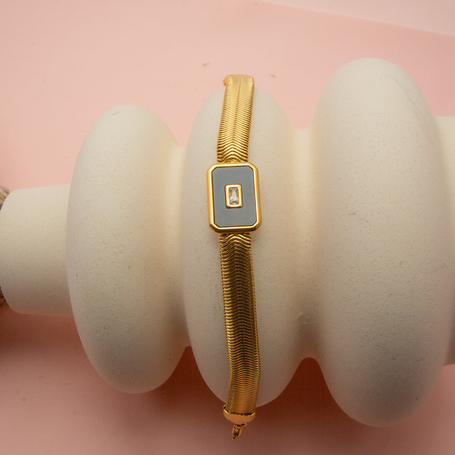 Snake Chain Bracelet with Black Accent