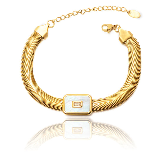 Gold Bracelet with Mother-of-Pearl Accent