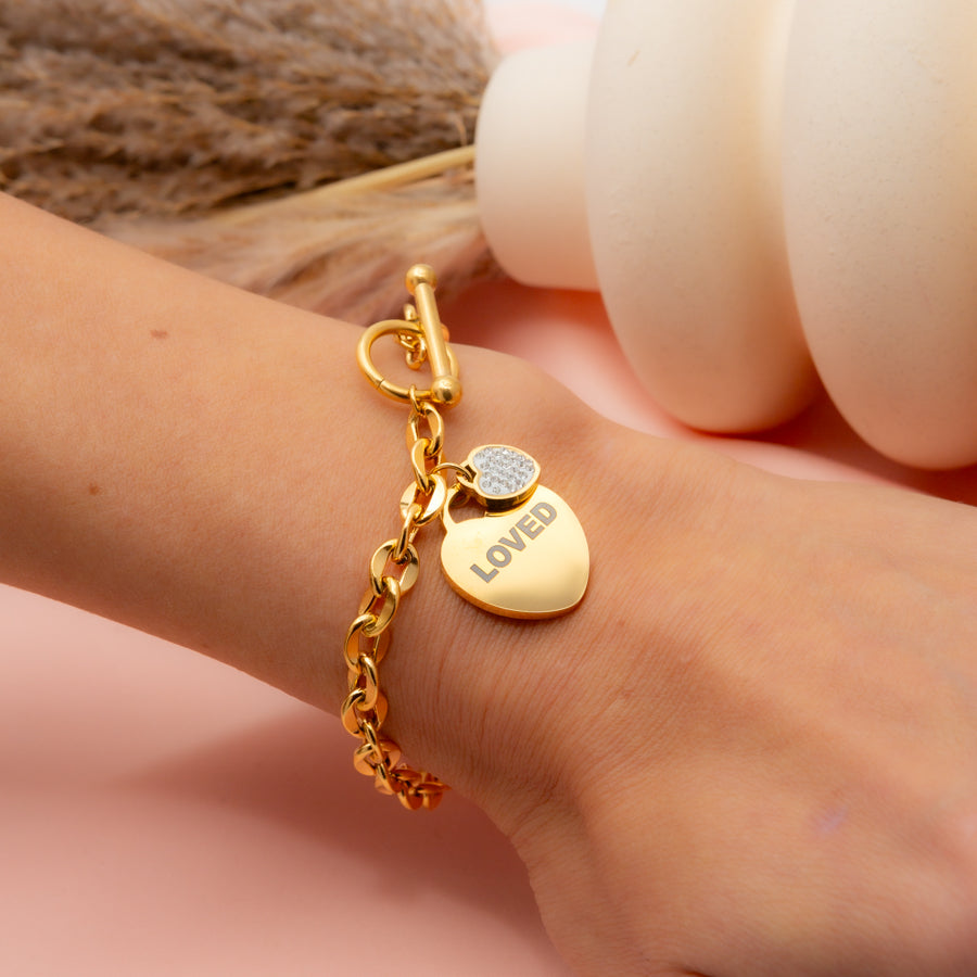 Inspirational "LOVED" Heart Bracelet