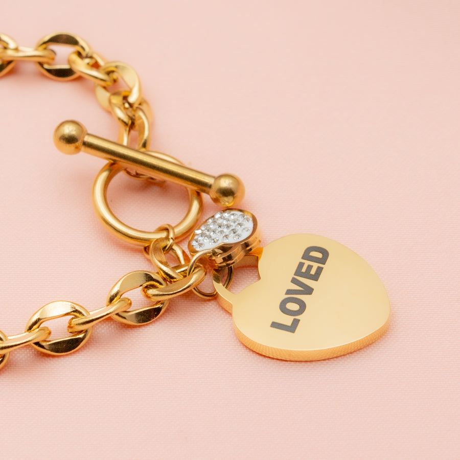 Inspirational "LOVED" Heart Bracelet