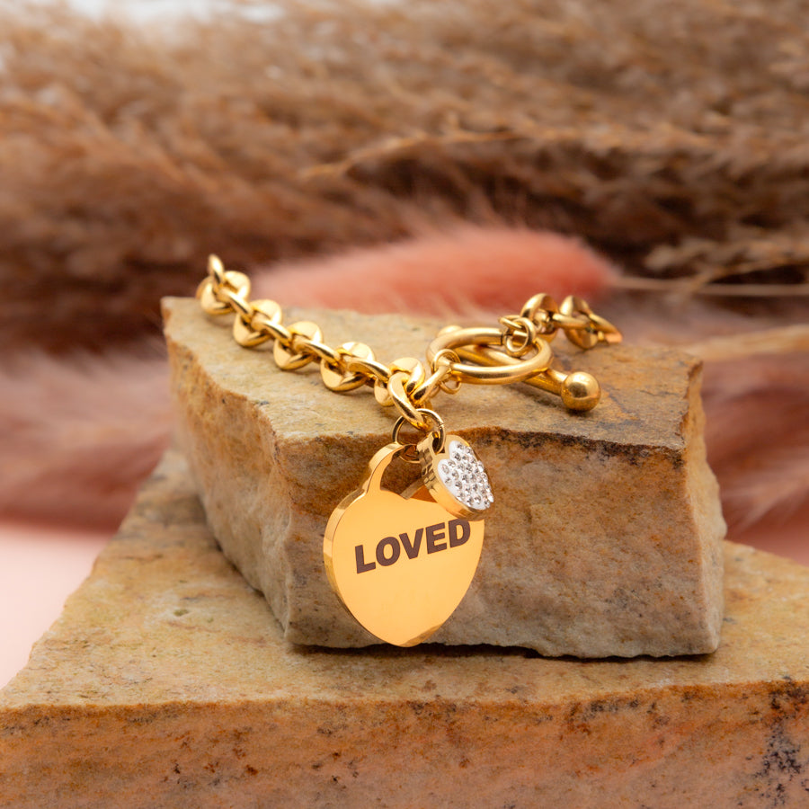 Inspirational "LOVED" Heart Bracelet