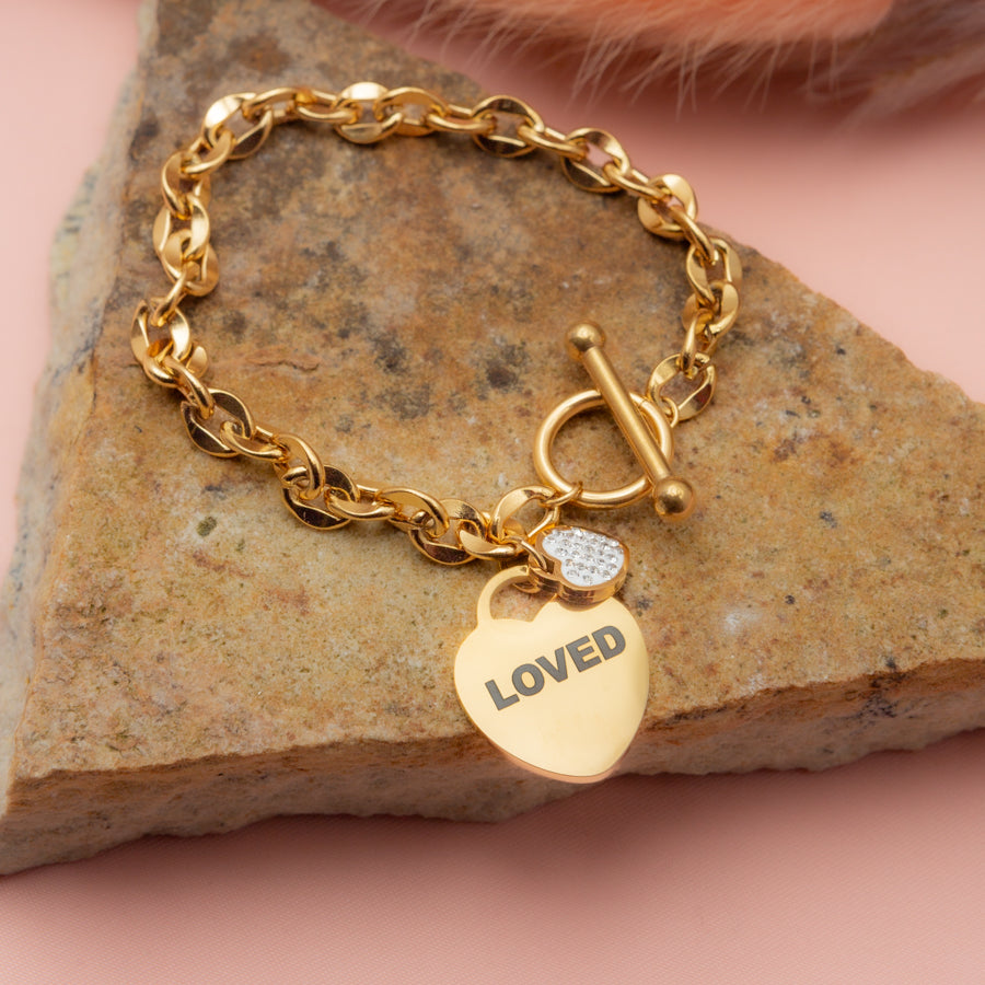 Inspirational "LOVED" Heart Bracelet