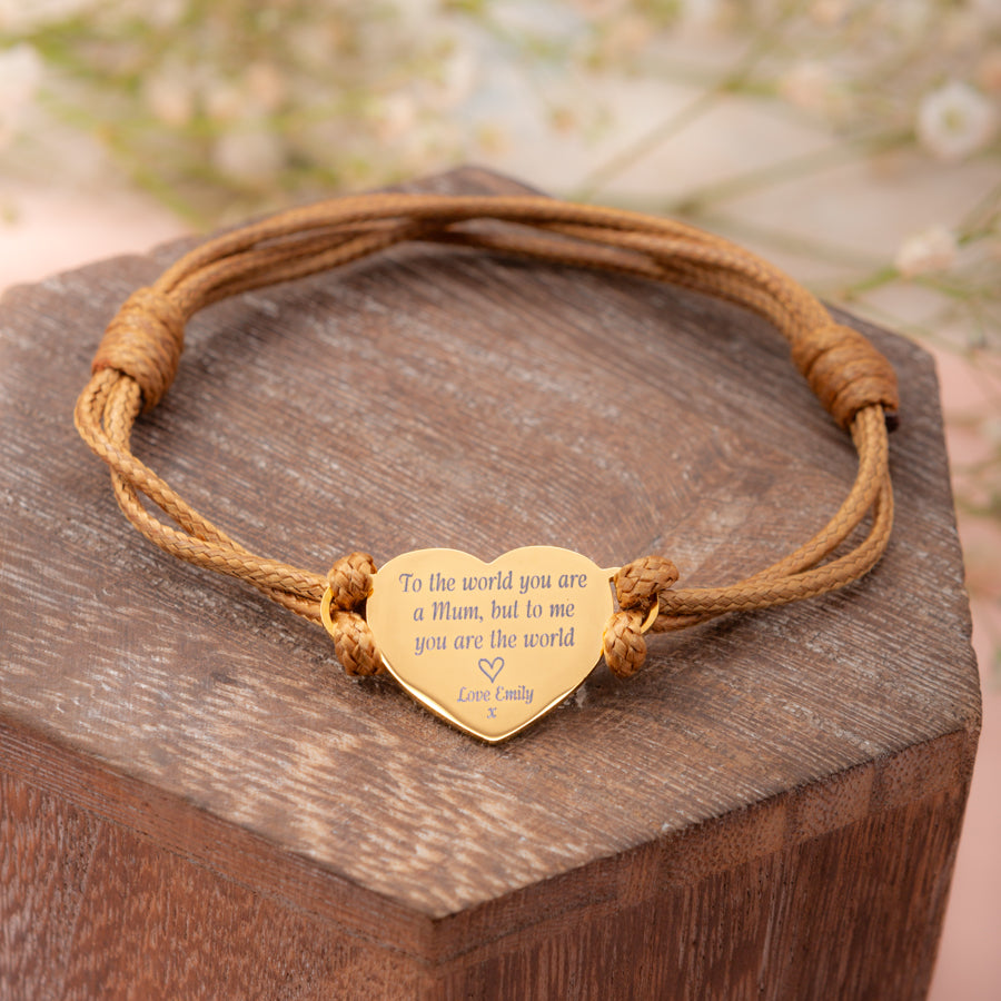 Personalised Mum's Heart Bracelet (Customisable Message)
