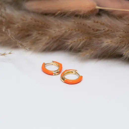 SOLA || Enamel Orange Earrings