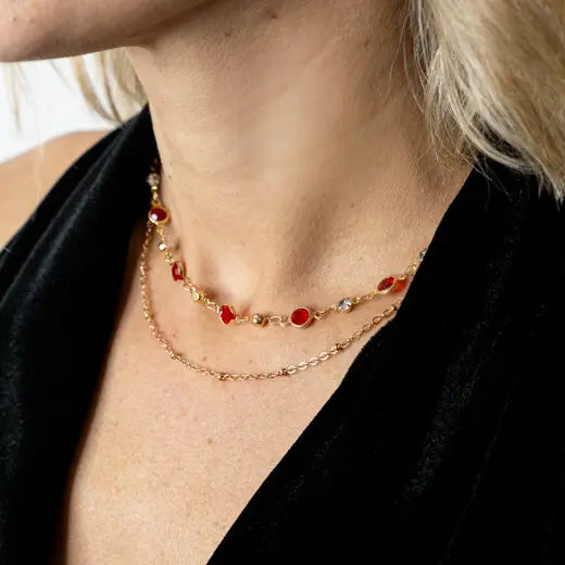 AQUA || Boho Red Crystal Choker