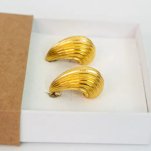 DELPHI || Gold Croissant Chunky Drop Earrings