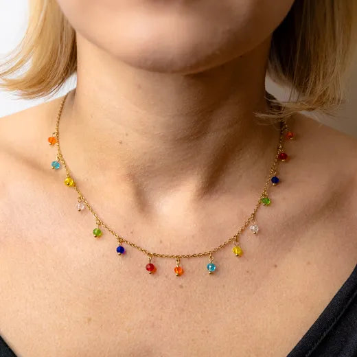 Vibrant Crystal Cascade Necklace