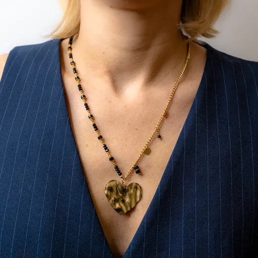 Golden Heart Embrace Necklace