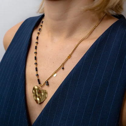 Golden Heart Embrace Necklace