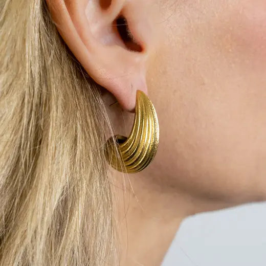 DELPHI || Gold Croissant Chunky Drop Earrings