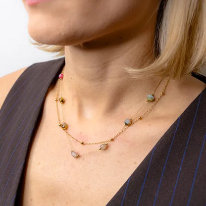 Radiant Aura-Dual Layered Stones Necklace