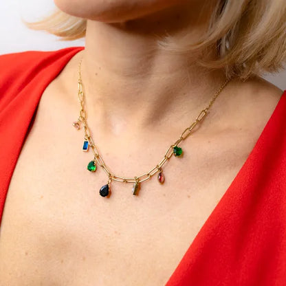 Colorful Crystal Cascade Necklace