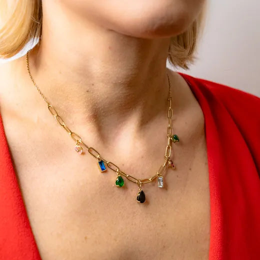 Colorful Crystal Cascade Necklace
