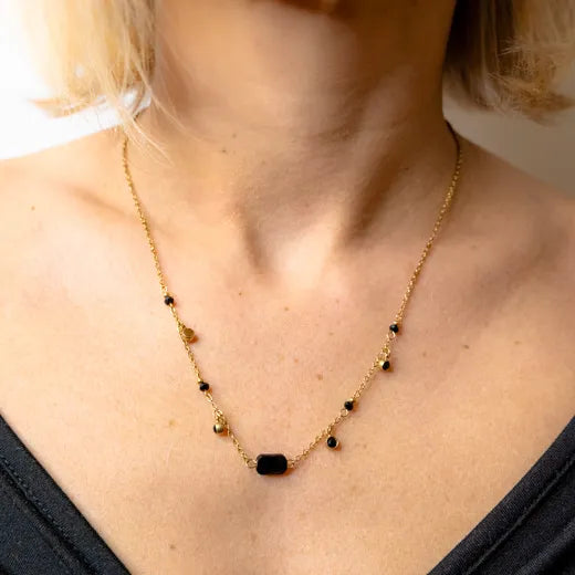 Golden Obsidian Elegance Necklace