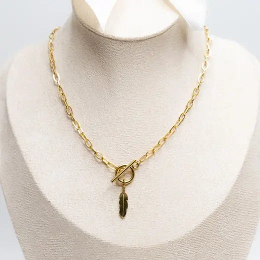 KORA || Boho Necklace with Feather Chain