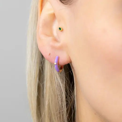 OPAL || Enamel Purple Earrings