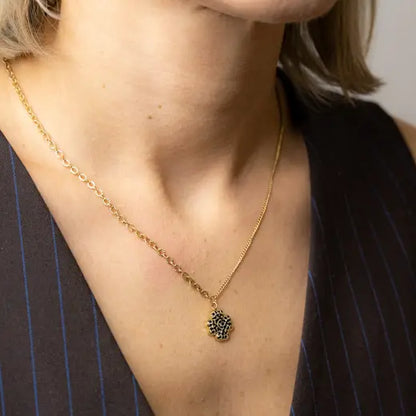 DELIA || Flower Necklace with Black Zircons